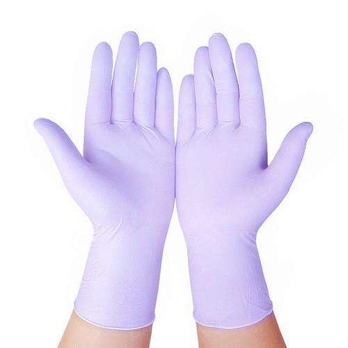 ถุงมือ Nitrile สำหรับใช้งานทางการแพทย์ แบบไม่มีผง Butadiene-Acrylonitrile ความบริสุทธิ์ 50%